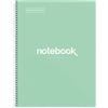 Miquelrius - Quaderno A4, Notebook Emotions, 80 Fogli da 90 g/m², Griglia 5 mm, 1 Striscia Colorata, Spirale Microforata, Taccuino a Scacchi, Copertina Extra Rigida, 4 Fori, Verde Menta