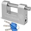 Magmaus® RTL80 Lucchetto Antiscasso Corazzato - Serratura per Cancello Esterno, Garage e Container - Lucchetto Monoblocco 8omm con 3 Chiavi, Alta Sicurezza per Magazzino e Saracinesca Blindata