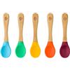 bamboo bamboo ® Cucchiai Baby Svezzamento Set 5 | Bamboo con Morbido Silicone | Manici Ergonomici Facili | Senza BPA (Set 5, Senza Rosa)