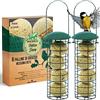 Mice&Co Mangiatoia per Uccelli da Esterno con Palle di Grasso - Casetta per Uccellini Giardino con Sfere di Lardo I Pack 2 Mangiatoie per Volatili e 16 Palline di Cibo
