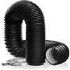 Hon&Guan ø125mm, 5m Tubo Flessibile per Aria in PVC, Tubo in Alluminio per Asciugatrice, Cappe Aspiranti, Sistema di Ventilazione, Nero