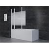 Marwell White Lines - Pannello doccia per vasca da bagno, 125 x 140 cm, 3 pezzi, pieghevole, colore bianco opaco, divisorio per doccia in vetro di sicurezza monolastra da 4 mm