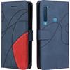 Fatcatparadise Cover per Samsung Galaxy A9 2018, Flip Caso in PU Pelle Case Cover Libro Portafoglio Protettiva Custodia con TPU Sottile Antiurto,[Kickstand][Slot per Schede][Magnetica] (Blu)