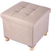 BRIAN & DANY Pouf Cubo Poggiapiedi Sgabello Contenitore Cassapanca Pieghevole 38 x 38 x 40 cm, Beige