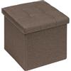 Bonlife Pouf Contenitore Panca Sgabello Contenitore, Piccoli Tavolino Salotto Lino Cubo Portaoggetti Pouf da Camera Quadrato per Soggiorno, Camera da Letto, Ingresso, 32x32x32cm Marrone