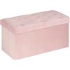 Bonlife Pouf Contenitore Velluto Poggiapiedi Camera da Letto Quadrato Cassapanca Bambini Sgabello di Stoccaggio Comodino Salvaspazio 80x40x40cm Rosa