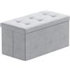 BRIAN & DANY Pouf Puff Pieghevole Stoccaggio Ottomano Poggiapiedi Sgabello Contenitore Cassapanca Pieghevole, Grigio - Tessuto Come Lino, 76 x 38 x 38 cm