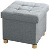 BRIAN & DANY Pouf Cubo Poggiapiedi Sgabello Contenitore Cassapanca Pieghevole 38 x 38 x 40 cm, Grigio Chiaro