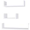 Kelzia - Scaffale da parete a forma di U, set di 3 scaffali sospesi per libri e oggetti di decorazione, 3 mensole ausiliari (bianco)