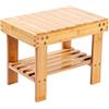 VaeFae Sgabello piccolo in bambù per bambini o adulti, poggiapiedi, sgabello da barba con ripiano portaoggetti stabile antiscivolo in legno sgabello da bagno per casa, bagno, comodino, scuola materna