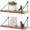 Afuly Mensole da Muro Legno Nere Metallo Moderne Rustico Design Cameretta Bagno Cucina Home Decor, Set di 2