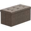 BRIAN & DANY Pouf Puff Pieghevole Stoccaggio Ottomano Poggiapiedi Sgabello Contenitore Cassapanca Pieghevole, Marrone - Tessuto Come Lino, 76 x 38 x 38 cm