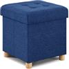 BRIAN & DANY Pouf Cubo Poggiapiedi Sgabello Contenitore Cassapanca Pieghevole 38 x 38 x 40 cm, Blu Navy
