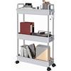 Ronlap Carrello portavivande Carrello da Cucina Carrello da Bagno Carrello 3 Livelli Multiuso ripiano Cucina con Gancio Maniglia, ripiano Stretto per Cucina, Bagno, Grigio