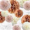 SZHUIHER Carta velina Pompon Fiore 22 Pezzi Rosa Antico, Oro Rosa, Avorio, Bianco Fiore Palla di Carta per Compleanno Addio al Nubilato Matrimonio Baby Shower Addio al Nubilato Decorazione per Feste