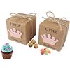 Aisaving 50pz Bomboniere Carta Baby Shower Favores Kraft Scatole di Carta Kraft Girl Boy Compleanno Boy Bomboniere Decor(Rosa)