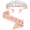 SZHUIHER Fusciacca e diadema per Il 18 ° Compleanno in Oro Rosa per Ragazze, Regali per Il 18 ° Compleanno per Forniture per bomboniere per Il 18 ° Compleanno