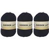 Hanselhome Gomitolo di Cotone Premium 100% Cotone Perfetto per Il Fai da Te e Il Lavoro a Mano (Colore Nero 100 g, Circa 220 Metri Confezione da 3 Pezzi)