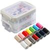 YMWALK Kit da Cucito con Scatola di plastica, Scatola da Cucito Portatile con Accessori da Cucito Kit ago e Filo, Include 16 Colori di Filo, Aghi, Scatola, Forbice, Metro a Nastro, ditale
