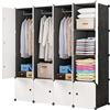 BRIAN & DANY Armadio Portatile con 16 Cubi, Scaffale Componibile con Ante, Guardaroba Organizzatore Economico, stanzino Combinato in Plastica, 148 x 47 x 148 cm