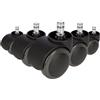 HJH Office 619029-Set di 5 rotelle per Sedia da ufficio, per pavimenti duri, senza freno 11 mm, 50 mm nero