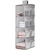 XiXiRan Organizer per Armadio Pensile, Organizzatore Armadio Interno, XiXiRan Pieghevole Portattuto da Appendere con 4 Scomparti, con 12 Tasche Laterali a Rete, Organizzatore Armadio da 30*22.5*80cm (grigio)