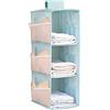 XiXiRan Organizer per Armadio Pensile, Portattuto da Appendere con 3 Scomparti, con 9 Tasche Laterali a Rete, Tessuto Oxford, Pieghevole, Organizzatore Armadio da 30 * 22.5 * 60cm (Blu a Tre Strati)
