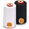 New brothread - 28 Opzioni - 2 Grandi Bobina di 5000M per tutti gli usi Filo da Cucito in Poliestere 40S/2 (Tex27) per Cucito, Quilting, Patchwork, Serger e Overlock - 1 White + 1 Black