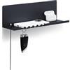 byde Helke - Mensola da Parete, 30 x 9 x 9 cm, 5 Ganci e Porta Cavi, In Lamiera di Acciaio Verniciato a Polvere, Organizer per Chiavi e Lettere per Ingresso, Corridoio, Cucina, Ufficio, Colore Nero