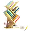 QUMENEY Libreria a 5 ripiani in legno, libreria a 5 ripiani, di alta qualità, per libri, CD, album e documenti, per casa, ufficio (noce chiaro)