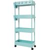 JAKAGO Carrello Portaoggetti a 4 Livelli,Carrello Portaoggetti su Ruote Scaffale da Cucina con Tazza Appesa Carrellino Salvaspazio per Cucina Bagno Ufficio Biblioteca Salone-Verde