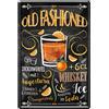 WOGEKA ART Old Fashioned Cocktail Ricetta Whiskey Angostura Arangenzeste Soda 20 x 30 cm Bar Party Cantina Decorazione Targa in metallo 1838