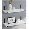 Afuly Mensole da Muro Legno Bianche Nere Metallo Moderne Design Cameretta Bagno Cucina Home Decor, Set di 2