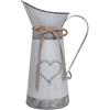 Soyizom Brocca per Latte in Metallo Vintage, Vaso di brocca di primitivi rustici con Design a Forma di Cuore e Corda per la Decorazione della Festa Nuziale （Brocca Grigio-Blu）