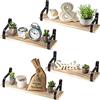 Nature Supplies Set di 4 Ripiani galleggianti in Legno massello Naturale e Acciaio, Stile Rustico, con venature a Vista, Leggere e robuste, 2 Grandi, 2 Medie