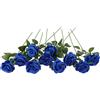 JUSTOYOU Bouquet di Fiori di Seta Rosa Artificiale Home Office Composizioni di Nozze Blu (10 PZ)