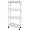JAKAGO Carrello Portaoggetti a 4 Livelli,Carrello Portaoggetti su Ruote Scaffale da Cucina con Tazza Appesa Carrellino Salvaspazio per Cucina Bagno Ufficio Biblioteca Salone-Bianco