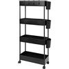 JAKAGO Carrello Portaoggetti a 4 Livelli,Carrello Portaoggetti su Ruote Scaffale da Cucina con Tazza Appesa Carrellino Salvaspazio per Cucina Bagno Ufficio Biblioteca Salone-Nero