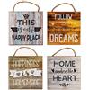 levandeo Set di 4 quadri da parete, 20 x 20 cm, con frasi, stile vintage e shabby chic, decorazione da parete