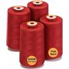 New brothread - 28 Opzioni - 4 Grandi Bobina di 5000M per tutti gli usi Filo da Cucito in Poliestere 40S/2 (Tex27) per Cucito, Quilting, Patchwork, Serger e Overlock - Red