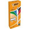BIC 4Colori Shine, Penne a Sfera a Scatto Multicolore, Punta Media 1mm, Inchiostri classici, Fusto Argento Metallizzato, 12 Unità, Cancelleria Scuola e Ufficio