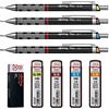 rOtring Tikky - Kit da 3 portamine con codice cromatico 0,35 / 0,5 / 0,7, 4er Komplettset, 1