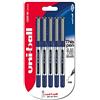 Uni-Ball Penna rollerball UB-150 Eye Micro, inchiostro blu uni-ball Super Ink, pennino da 0,5 mm, confezione da 5 pezzi