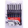 Uni-Ball Penna da disegno PIN 8pc, inchiostro nero, pennini di dimensioni assortite in confezione da 8 pezzi