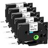 Fimax Tech Nastro per Etichette Fimax Compatibile In sostituzione di Brother P-touch Laminato Tape Cassetta TZe-221 9mm per PT-H107B H105 H200 H100LB H100R 1000 1010 P300BT H110 (Bianco, 5Pz.)