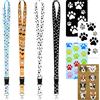 Zonon 4 Set di Cordino Stampato di Zampe di Cane Cordino da Collo con Motivo a Cane con Porta Badge, Cinghia da Collo con Chiusura di Sicurezza e Clip in Metallo per Chiavi, Carta, Biglietto