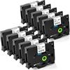 Fimax Tech Fimax TZe-231 12mm Nastro per Etichette Compatibile con Brother P-touch Tze Tz231 laminated white Tape Cassetta 12mm per PT-H107 H105 H200 E110 H100R D210 1000 1010 1280,10Pz Nastro Etichettatrice