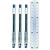 Pilot G-Tec C4 - Penna roller Gel Micro con punta da 0,4 mm, colore: Blu (3 pezzi + righello 0)
