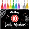 Chalkola Pennarelli a gesso liquido, confezione da 10 pennarelli a gesso per lavagne, lavagne, finestre, vetro, bistrot | inchiostro cancellabile reversibile da 6 mm