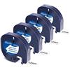 MarkField 4x MarkField Compatibile con Dymo LetraTag Plastica Etichette, | Nastri per Etichette 12mm x 4m S0721610 Nera su Bianco,Cartucce Ricarica per Etichettatrice LT-100H LT-100T XR
